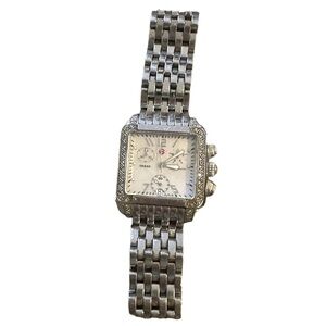 MICHELE Urban Stainless Steel Diamond Quartz Wrist Watch